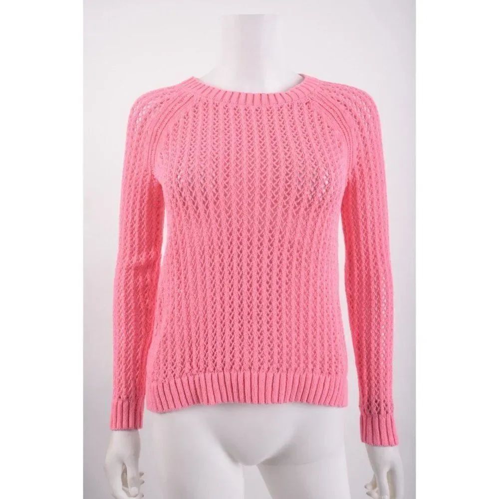 Talbots Womans Sweater Size P Pink Loose Knit Crewneck